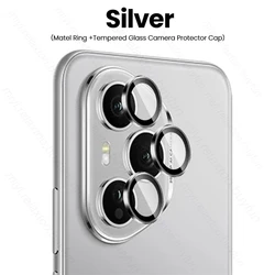 Sleek Metal Camera Protector Case with Tempered Glass Lens Cap for Honor 400 5G (Sliver-01)