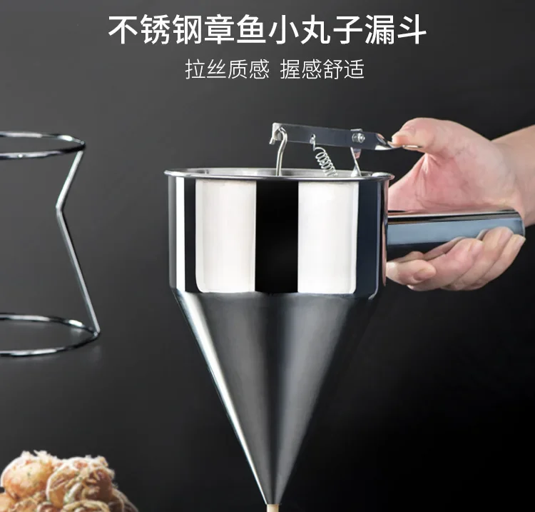 Description Picture 3 of itemHome Kitchen Baking Tools - Cupcake Pancake Batter Maker, Octopus Fish Ball Dispenser with Rack, Stainless Steel Funnel
