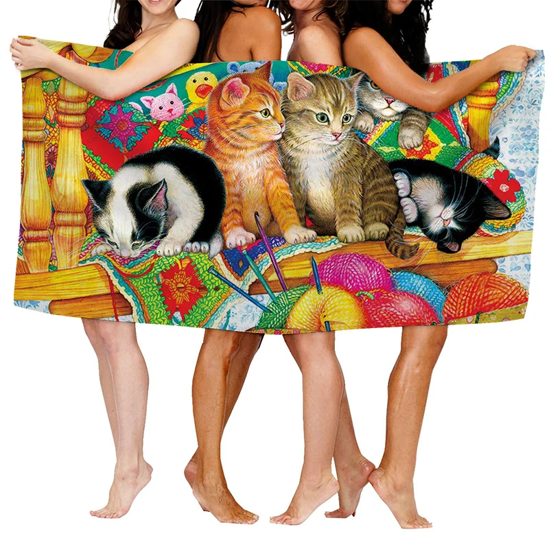 Home bath towels for the body towels bathroom quick drying microfiber beach towel Oil painting style man large sports towel 4