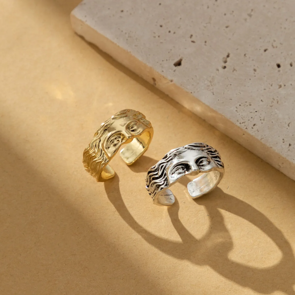 Half Face Adjustable Rings Party Jewelry Accessories for Women Men