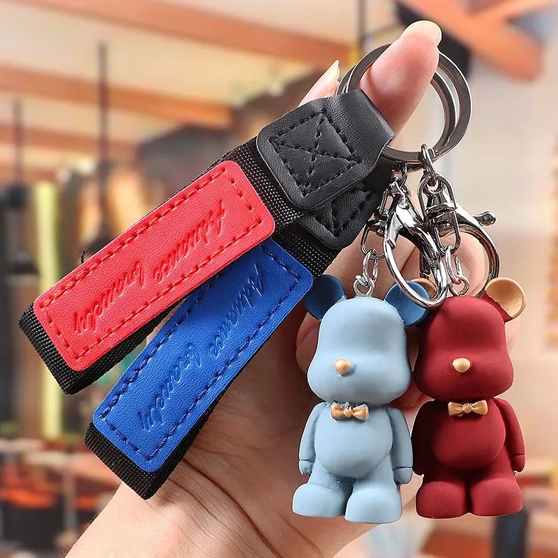 Ashion Cartoon Bear Car Key Chain Bag Pendant Ring Fashion Couple Keychain  Keyring For Woman Gift Strap Lanyard Cute Accessories - Key Rings -  AliExpress