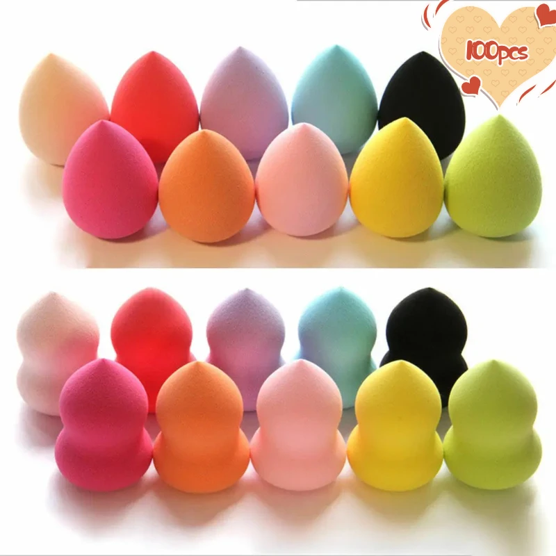 

100PCS Cosmetic Egg Smear Proof Makeup Super Soft Puff Set Pear Shaped Tools Sponge Wet and Dry Dual Use Become Bigger When Expo