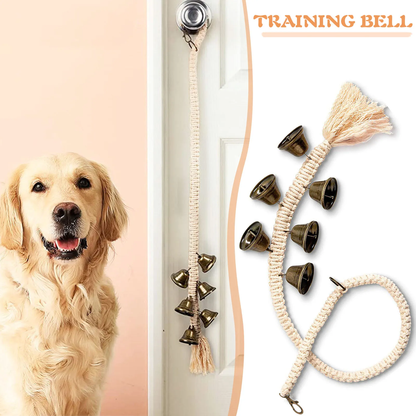 Braided Hanging Door Bells For Dog Lightweight Puppy Potty Training