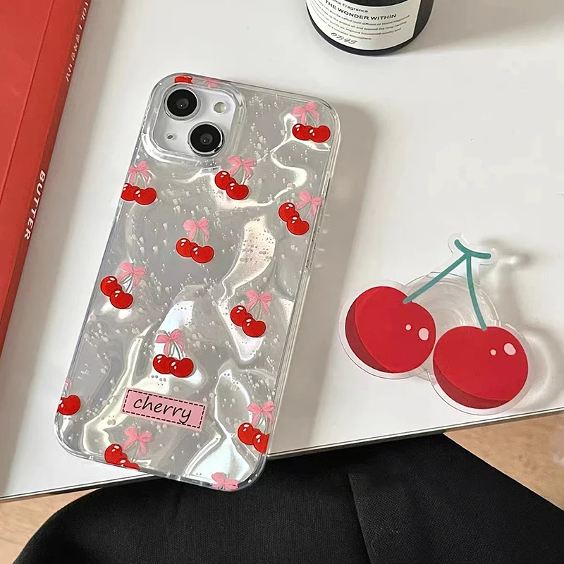 Cherry Bow Phone Case - Elegant Protective Cover