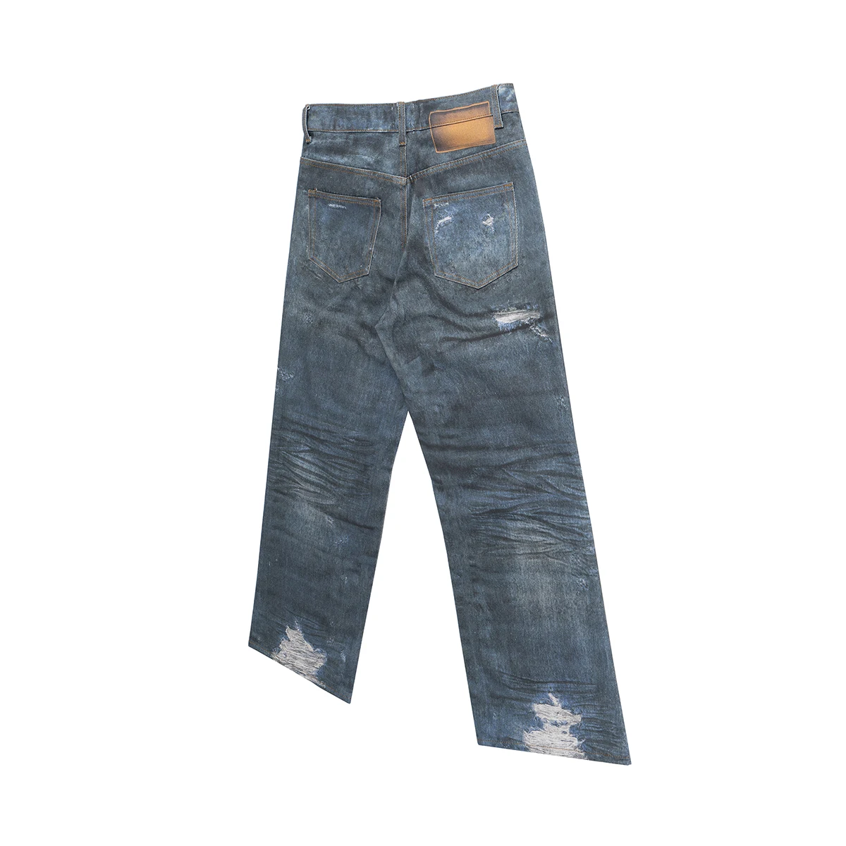 Distressed 3D Digital Print Hole Ripped Baggy Jeans Men Women Vintage Streetwear Casual Denim Trousers Oversize Cargos
