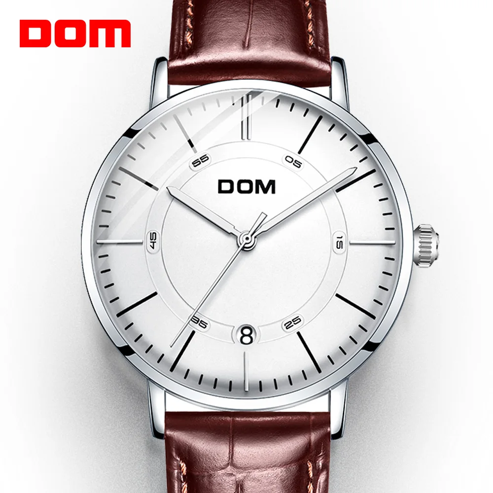 DOM Men Watch Fashion Casual Waterproof Belt watch Calendar Automatic Skeleton Mechanical Watches Male for Gift M-8106