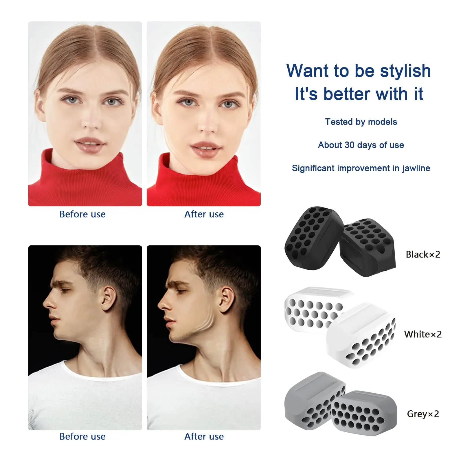 Jaw Exerciser for Men & Women Silicone Tablets BPA Free Jawline Trainer & Jawline Shaper 6 Pcs jaw exerciser chin line exerciser