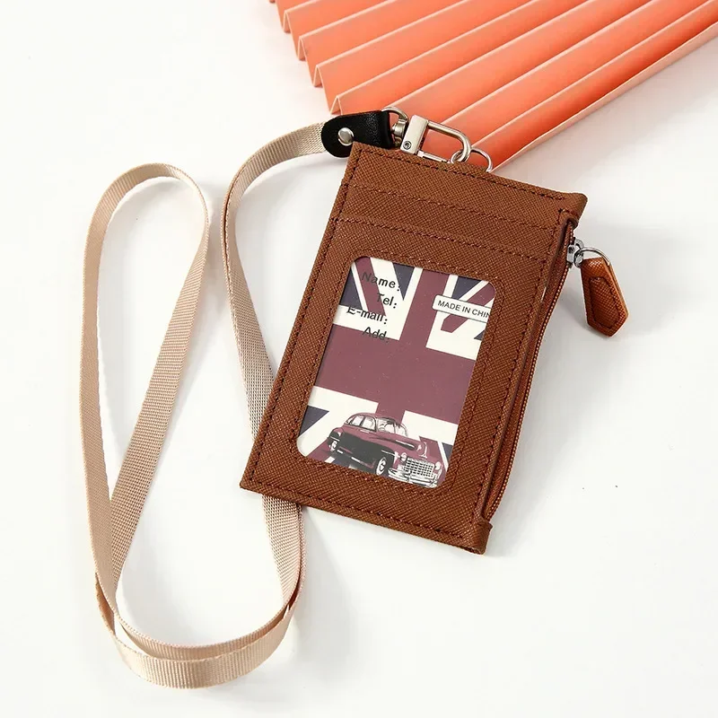 Premium PU Leather Lanyard Wallet with Card Holder & Coin Pouch