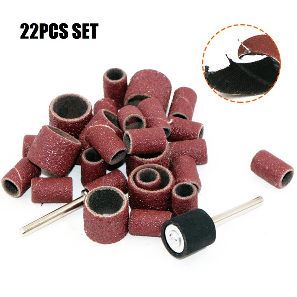 22pcs/set Sanding Bands For Nail Drills Abrasive Rotary Tool Kit  Grinding Polishing Engraving Tool Bits Rotary Abrasive Tools
