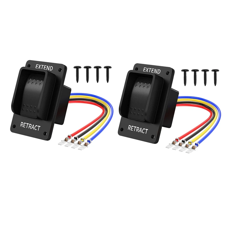 

2PCS Reverse Polarity Switch 12V DPDT Momentary 3 Position Rocker Switch IP67 Waterproof Marine On Off On 20A For RV Durable