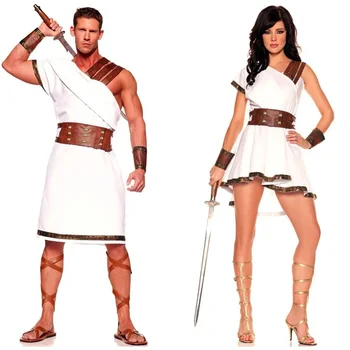 Adult Women Men Ancient Egypt Costume Carnival Halloween Party Fancy Dress Clothes Roman Solider Cosplay Outfit