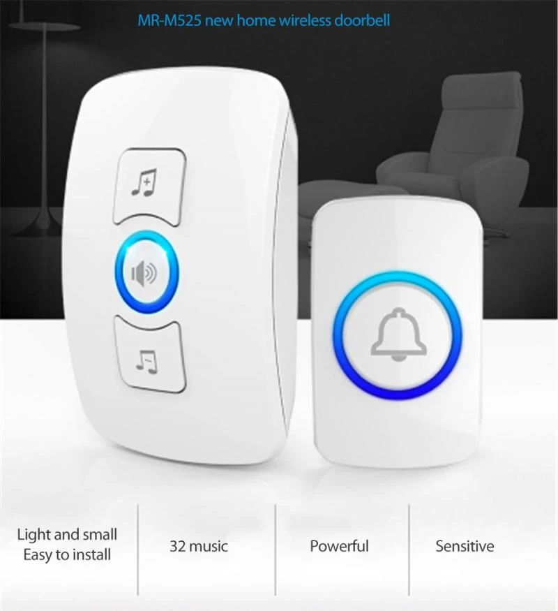 Wireless Doorbell Welcome Bell Intelligent Home Door Bell Alarm 32 Songs Smart Doorbell Wireless Bell Waterproof Single Button