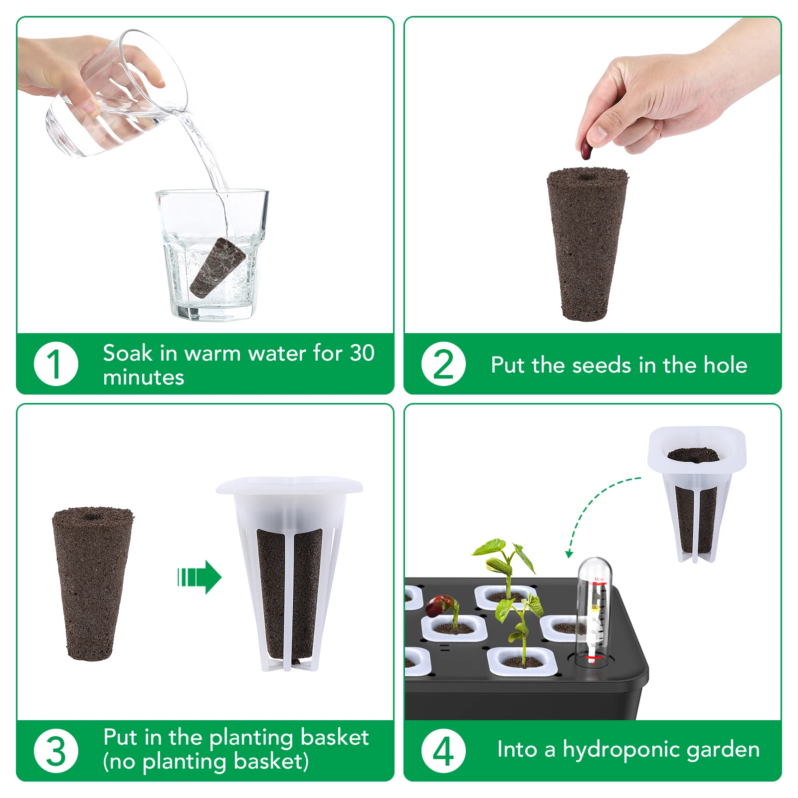 Hydroponic Seed Germination Kit - 60pcs Growth Sponges 5