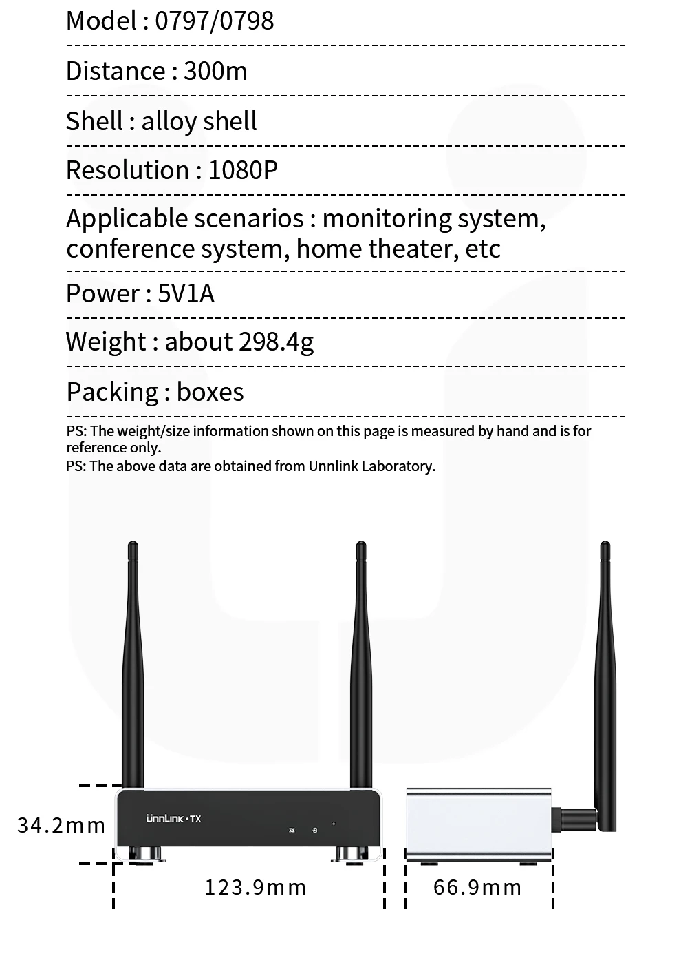 Unnlink Wireless HDMI KVM Extender Kit 300M