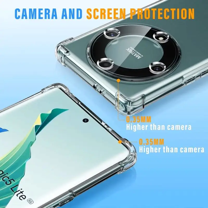 Shockproof Transparent Silicone Phone Case - Airbag Design, Soft TPU Cover