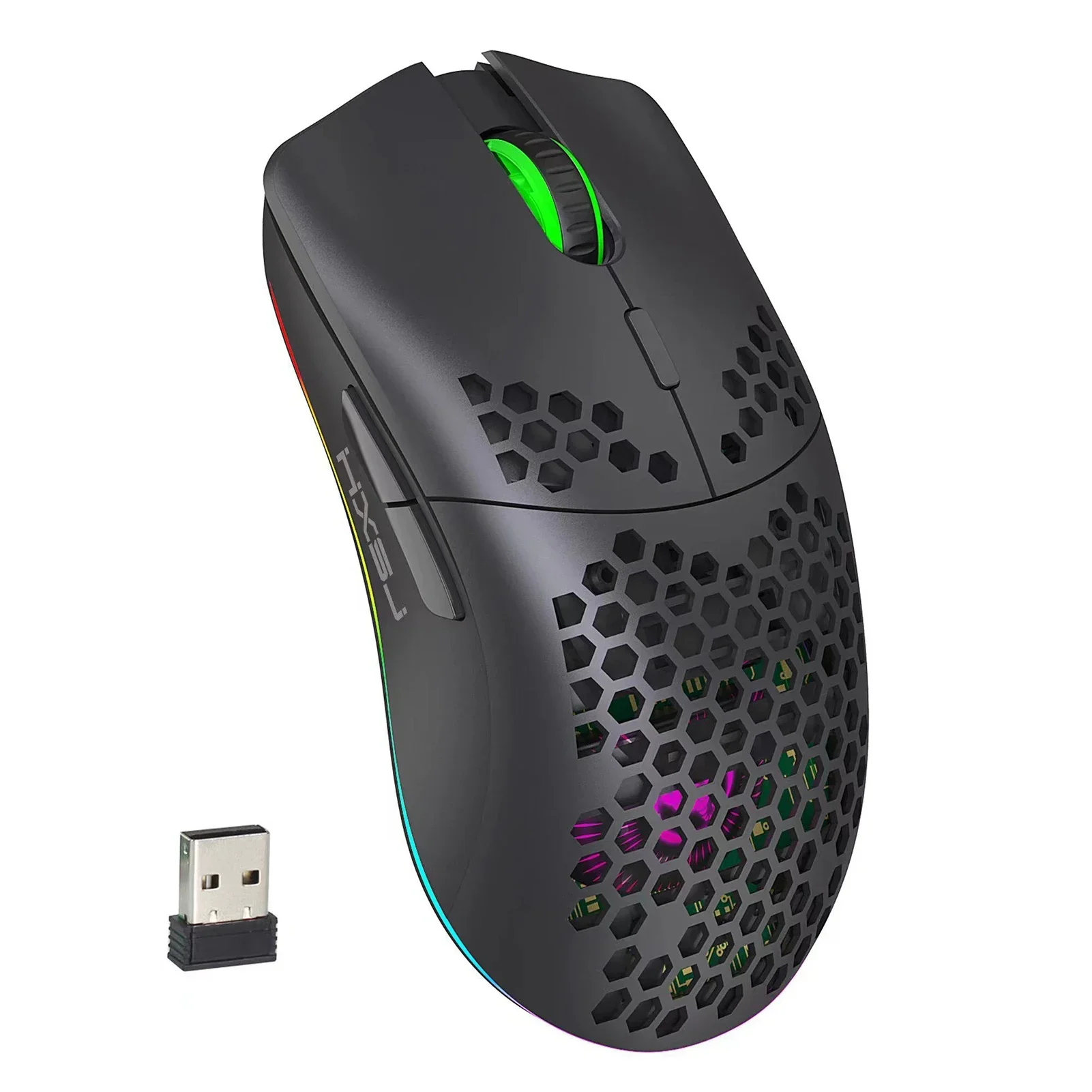 Neue HXSJ T66 RGB 2,4G Wireless Gaming Maus RGB Beleuchtung Lade Maus mit Einstellbare DPI Ergonomisches Design für Desktop Laptop