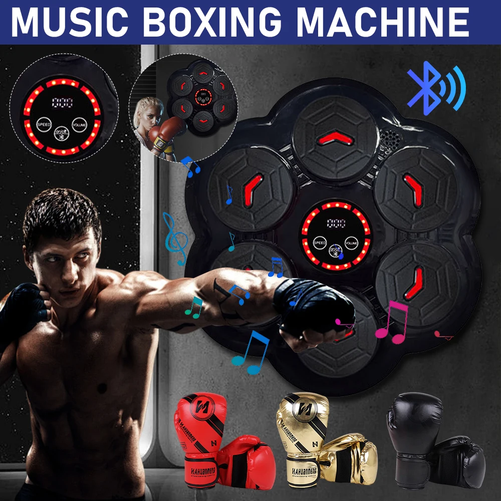 Music Boxing Machine Smart Wall-Mount Target Adjustable Speed Bluetooth-Compatible Reaction Practice Sandbag for Kids Adults