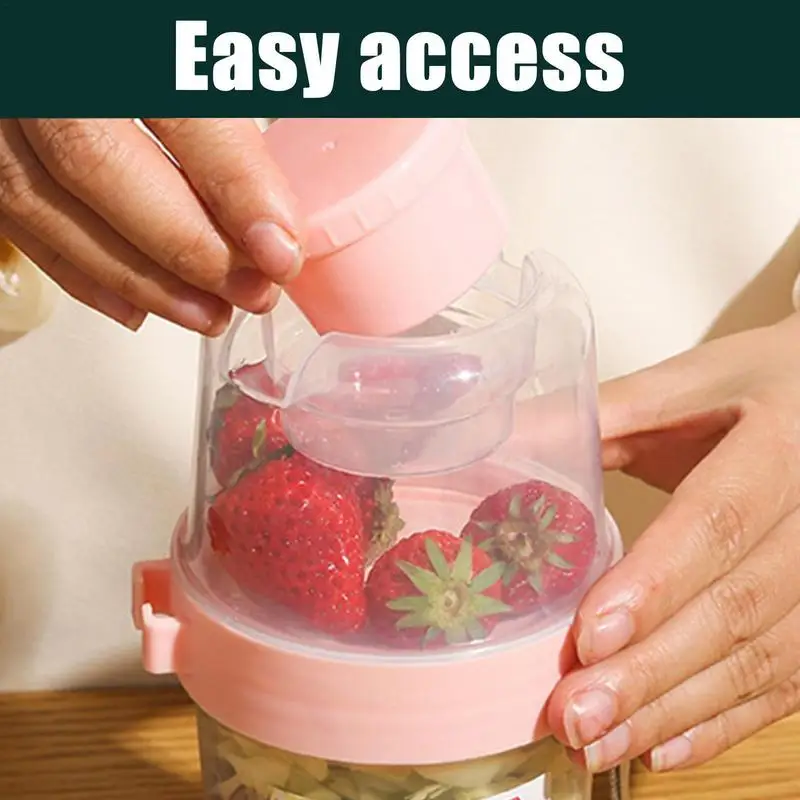 Overnight Oats Containers Meal Container Jars with Topping Compartment for Cereal Kitchen picnic Storage Cups with Lids 5