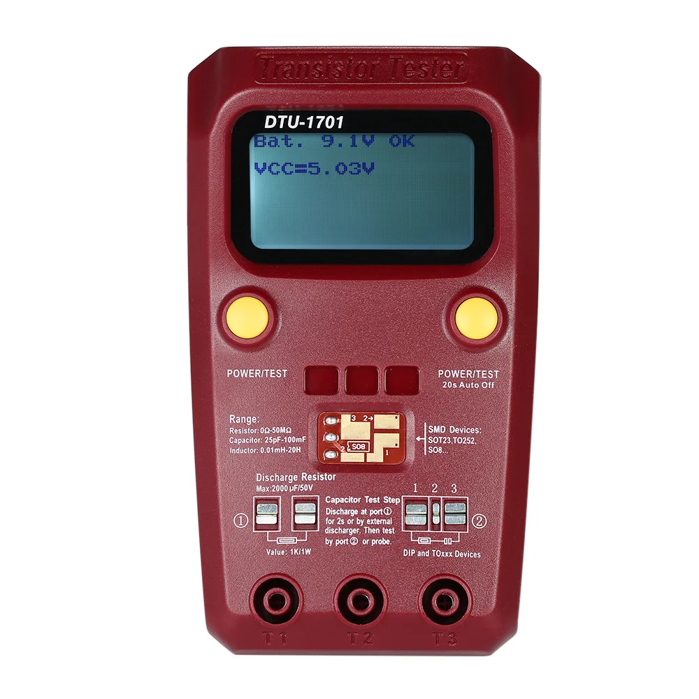 Dtu1701 Transistor Tester Mosfet Triodo Lcr Induttanza Resistenza Capacità Scr Esr Meter Smd Tester Multifunzione