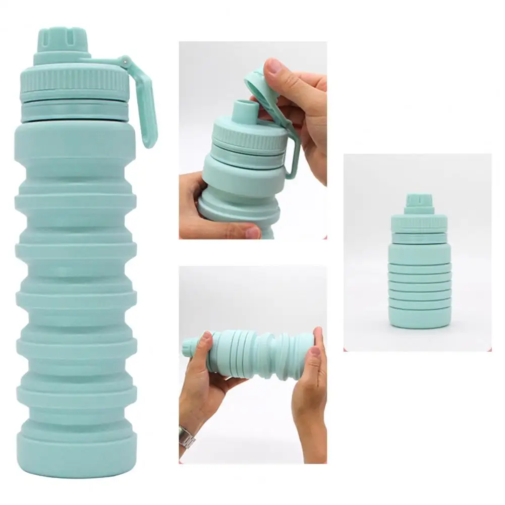 750ML Durable Silicone Folding Water Bottle Lightweight Folding Water Bottle BPA Free Sports for Outdoor