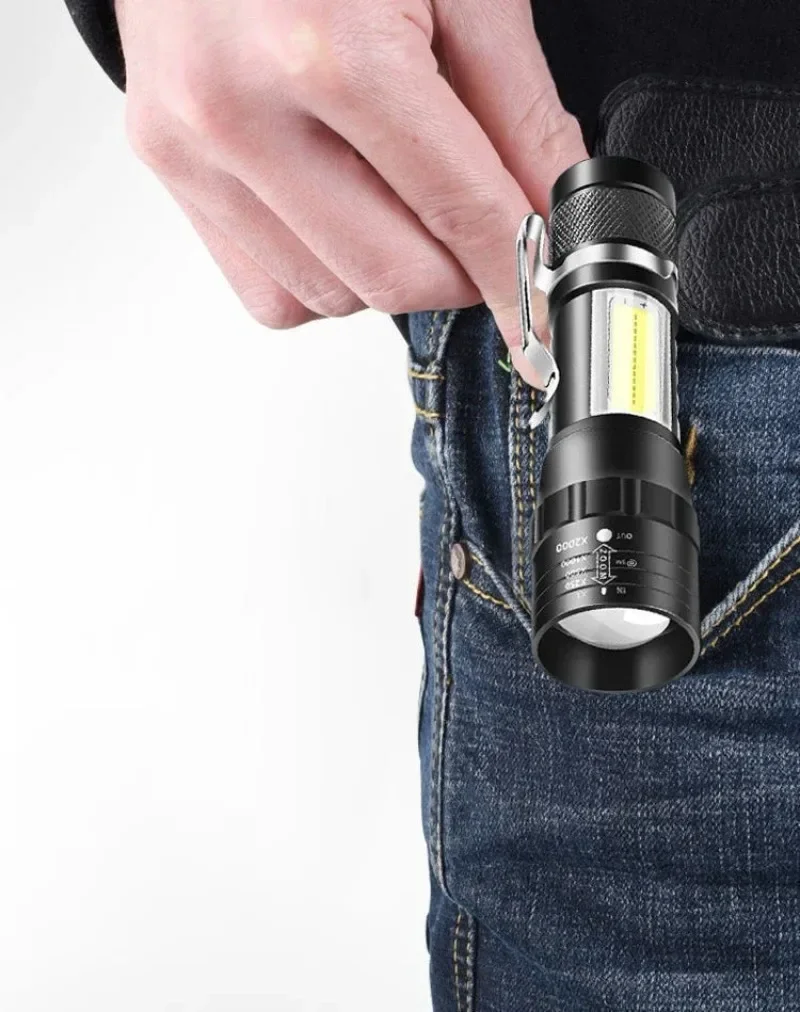 YODANCELEAPS Rechargeable LED Flashlight - Super Bright Mini Pocket Light With Side COB Light For Camping