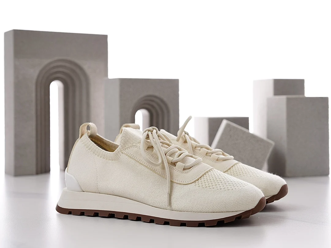 New Knitted Breathable Sneakers For Men, Lace‑Up Platform Flat Casual Shoes, Round Toe Summer Daily Walking Footwear_vogvips.com