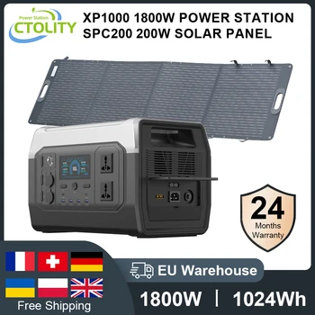 1800W/1024Wh LiFePo4 Portable Solar Power Station Camping Outdoor Generators 110 220V Battery Backup Mobile 200W ETFE Solar Pane 1
