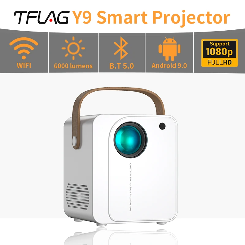

TFlag Y9 Mini Projector 4K Full HD Android Mini Video Beamer Portable Beam Projector Phone Smart TV 5G WIFI Home LED Proyector