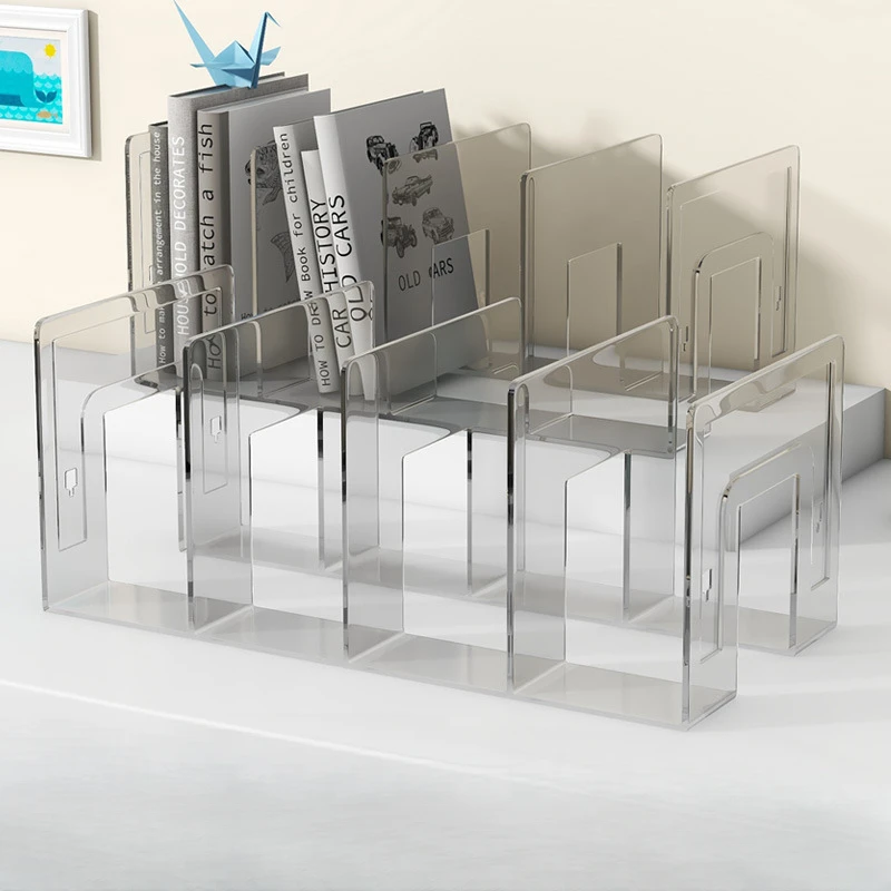 Acrylic Bookends Book Stand Holder Book Desk Organizer Divider Table Shelf Book Holder Transparent Accessories