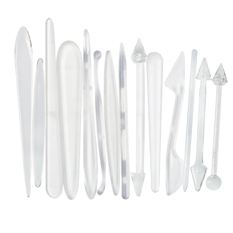 Polymer Clay Tools 13Pcs Transparent Clay Soft Pottery Cartoon Shaping Tool Set Baking Utensils Fondant Carving Shaping Plastic Knife for