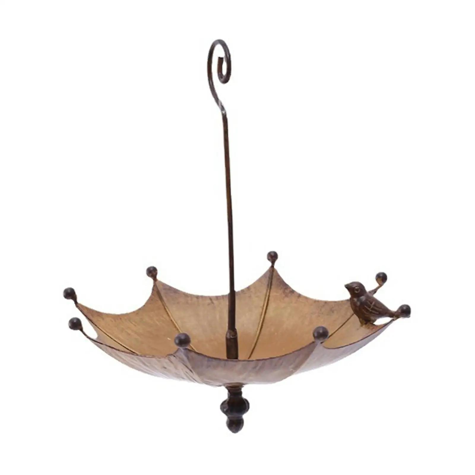 Umbrella Bird Feeder Hanging Water Tray Bird Bath Bird Food Bowl Iron Garden Decoration for Outdoor Lawn Yard Courtyard Porch