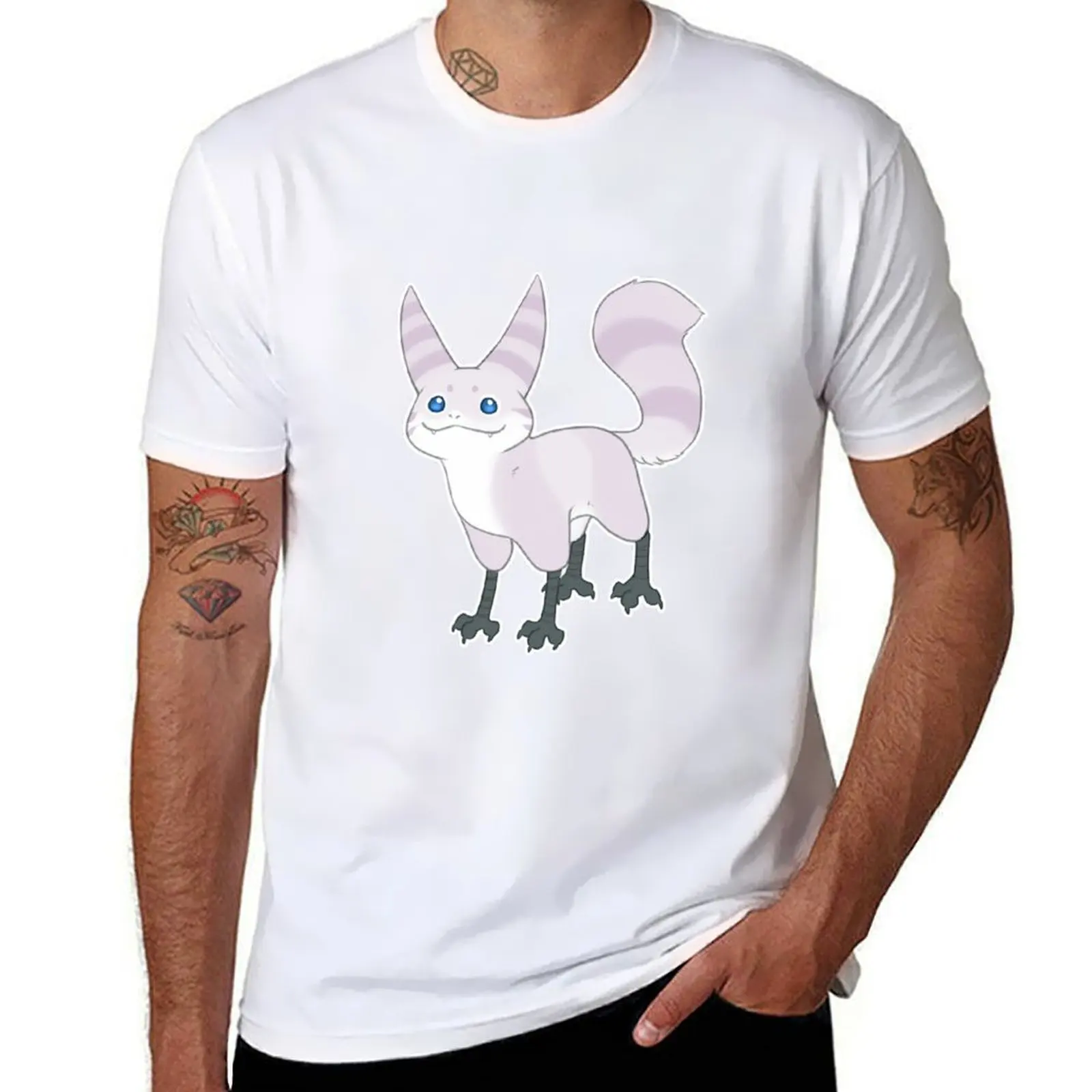 

White Loth Cat T-shirt customs design your own heavyweights plain oversized mens clothing