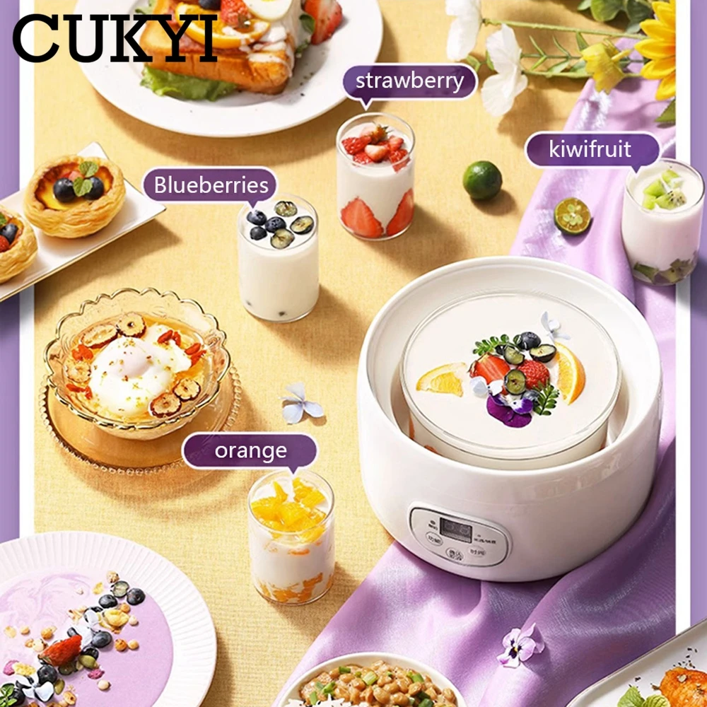 CUKYI Multifunctional Household Enzyme Machine Electric Yogurt Maker Glass Liner Rice Wine Natto DIY