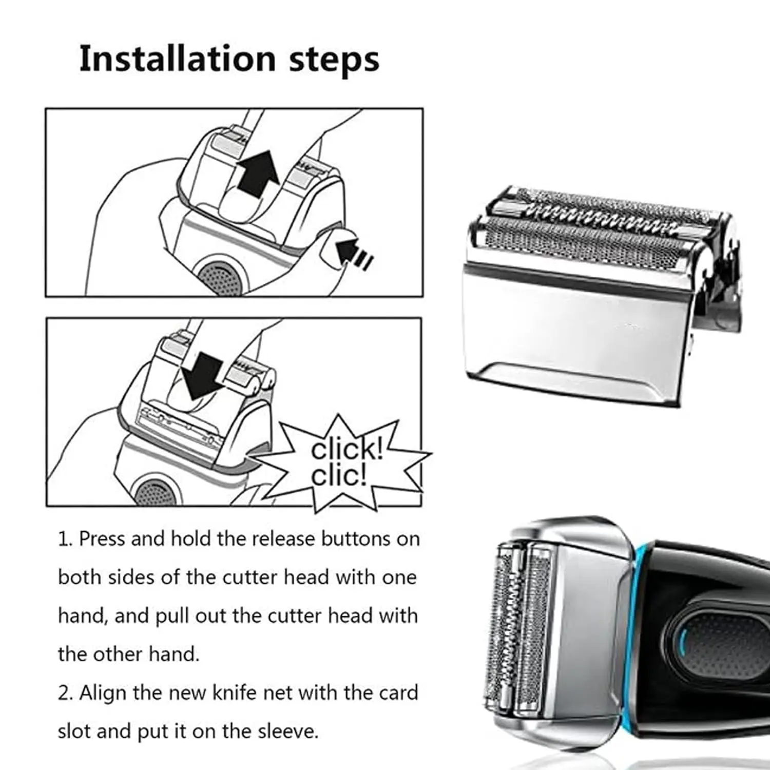 Electric Shaver Head electric shaver head electric shaver blades 52S Replacement Head Compatible with Braun Series 5 Electric Shaver Razor 5090/5190cc,5040/5140s,5030s,5147s,5145s,5195cc,5197cc
