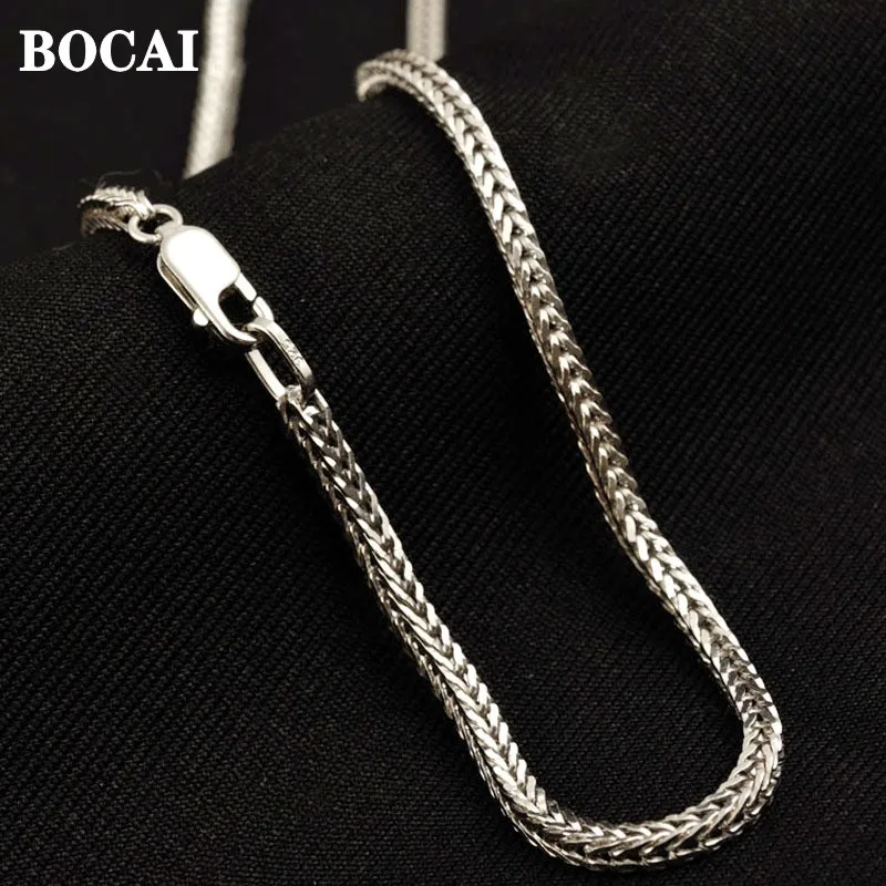 Новинка, трендовая цепочка BOCAI из чистого серебра S925 пробы с платиновым покрытием, мужское и женское ожерелье, яркое славянское искусственное ожерелье