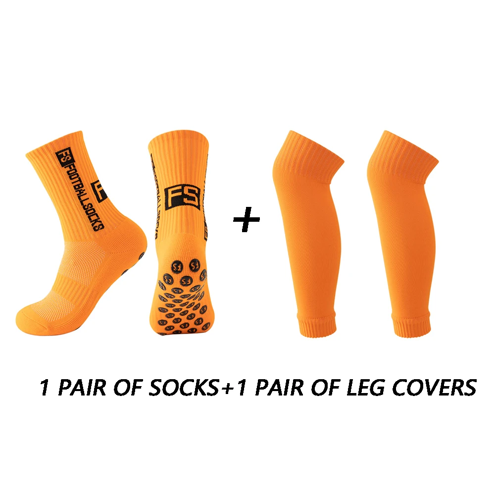 Sports Socks 1 pair of combination adhesive point anti slip sweat and odor resistant football sports socks + leg protectors