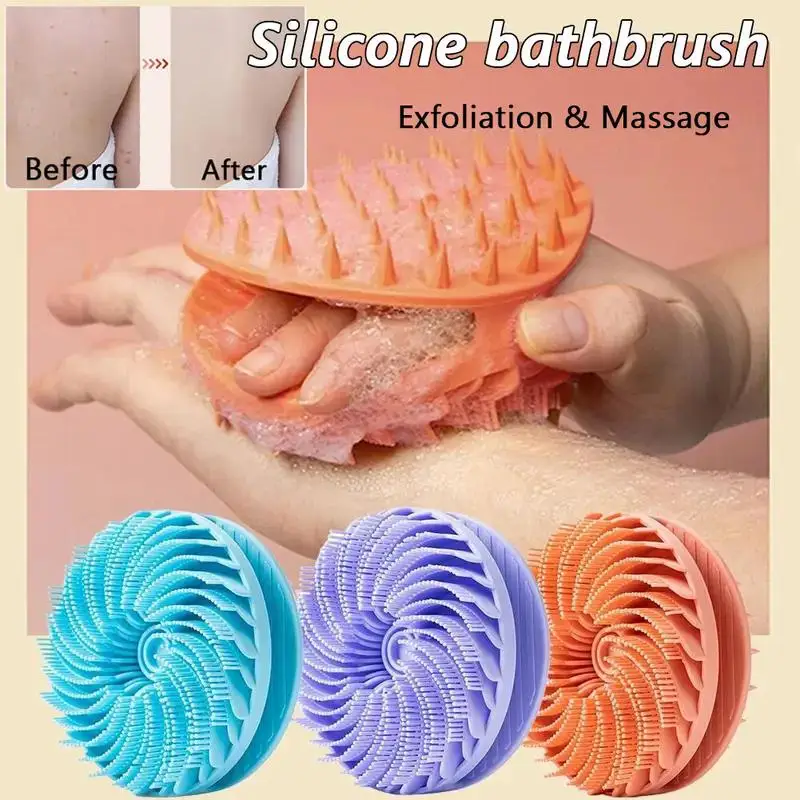Spazzola per il corpo in silicone, spugna esfoliante a doppia faccia, spazzola per doccia, massaggiatore per il cuoio capelluto, spazzola per shampoo per bambini, donne e uomini - immagine 2