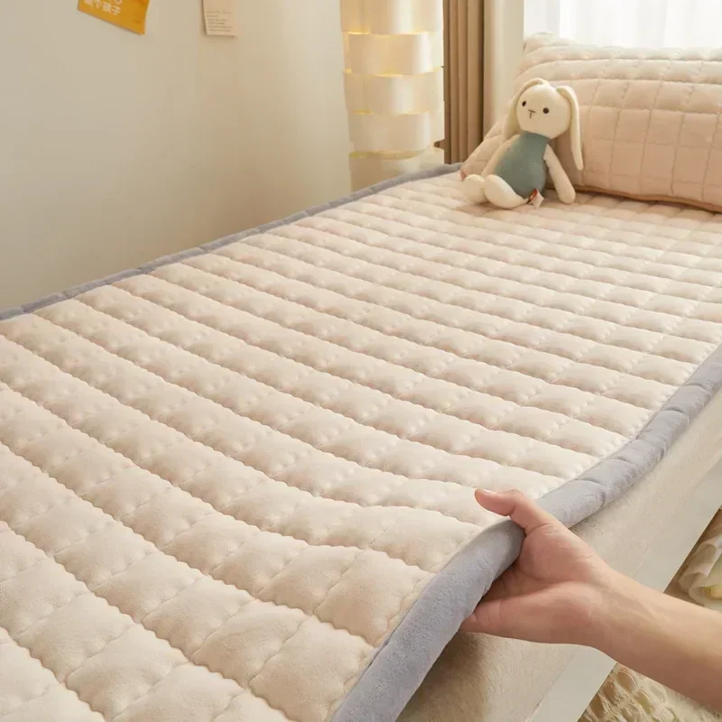 1PC Multi Size Soft Thin Mattress Printed Class A Milk Flour Mattress Solid Color Tatami Student Dormitory Rental House