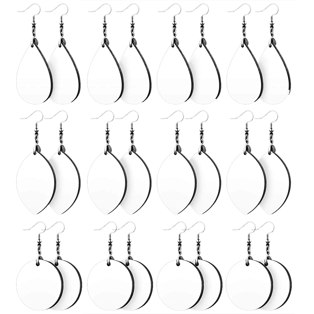

Sublimation Blank Earrings Heat Transfer Wire Hooks Earrings Unfinished Teardrop Leaf Earrings Wood Earring