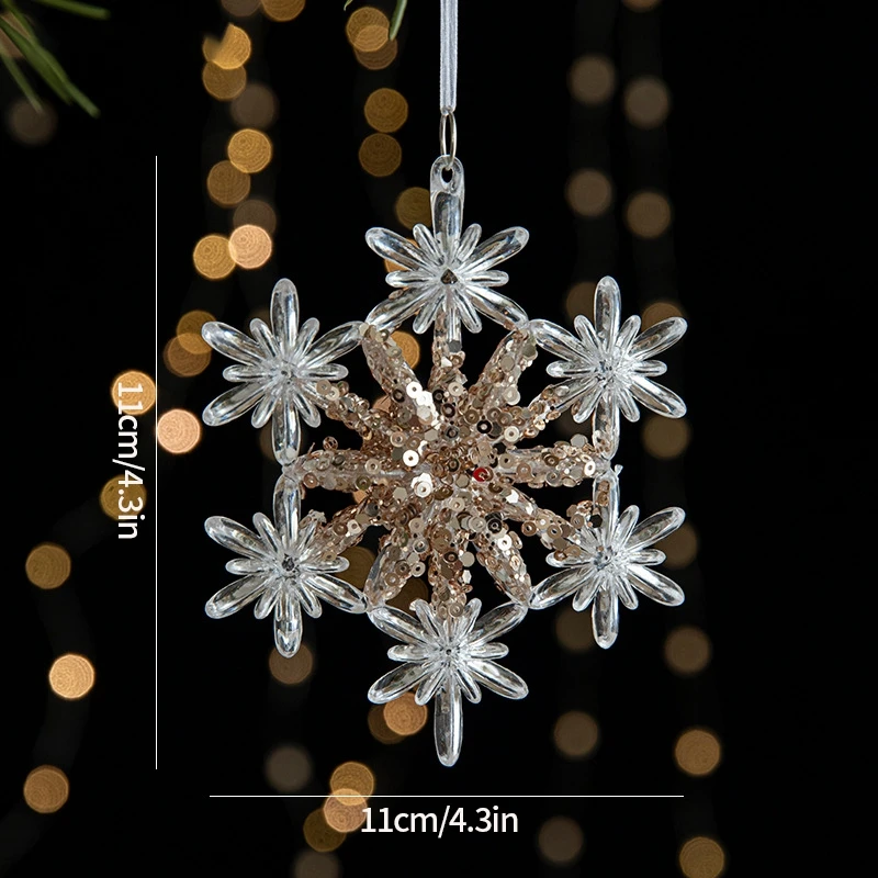 thumbnail image 1 of Adornos para árbol de Navidad de cristal acrílico 2025, copos de nieve transparentes, colgantes, decoraciones para el hogar, jardín, Año Nuevo, 1 of 5