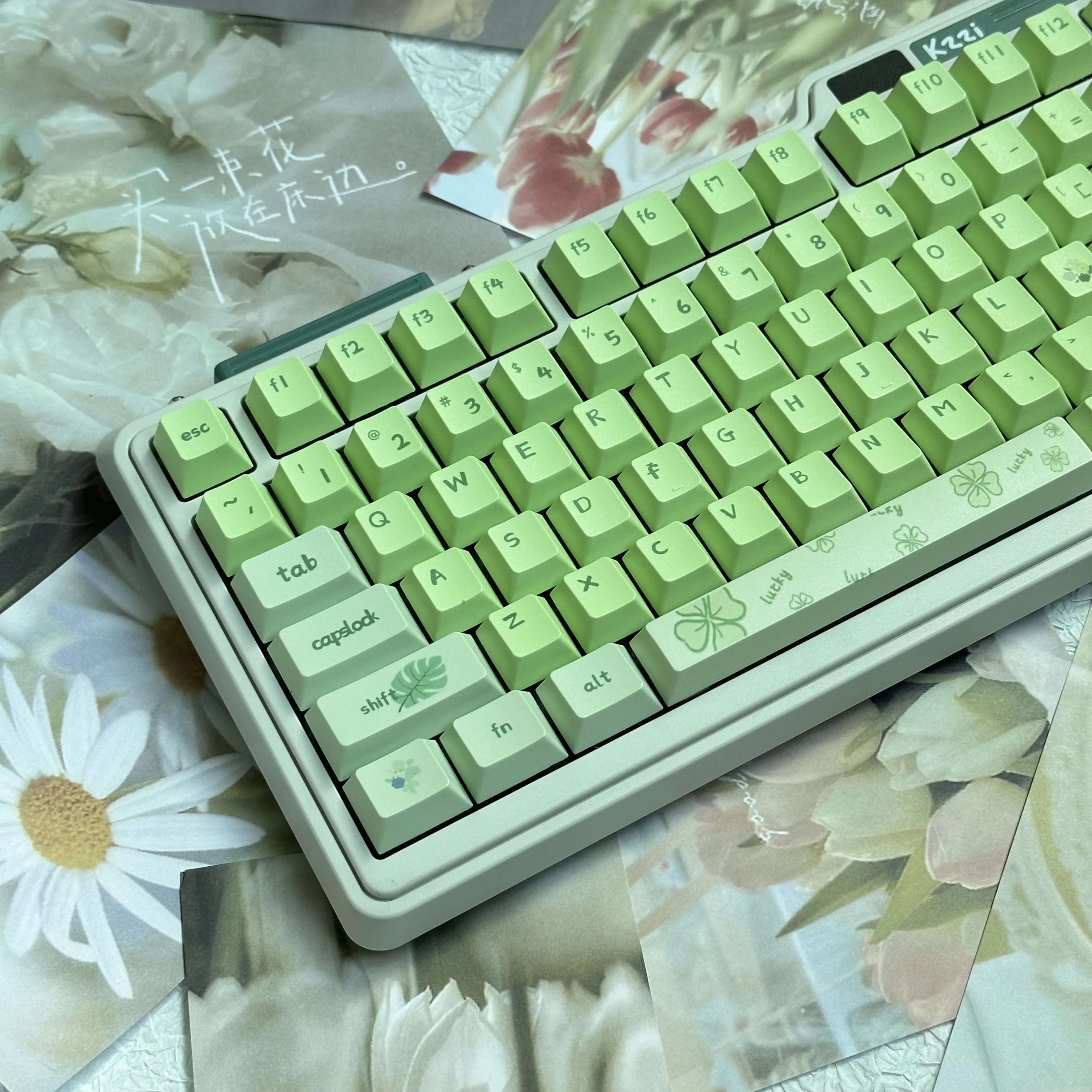 

108 Keys/Set Greener Plant Woods Keycaps PBT Key Caps Cherry Profile for MX Switch Mechanical Keyboard DIY Custom Gift