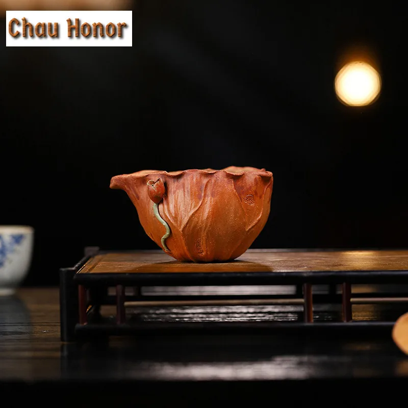 220ml Handmade Seedpod Lotus Purple Clay Tea Pitcher Divide Tea Cha Hai Dispenser Justice Cup Fair Mug Chinese Zisha Tea Set