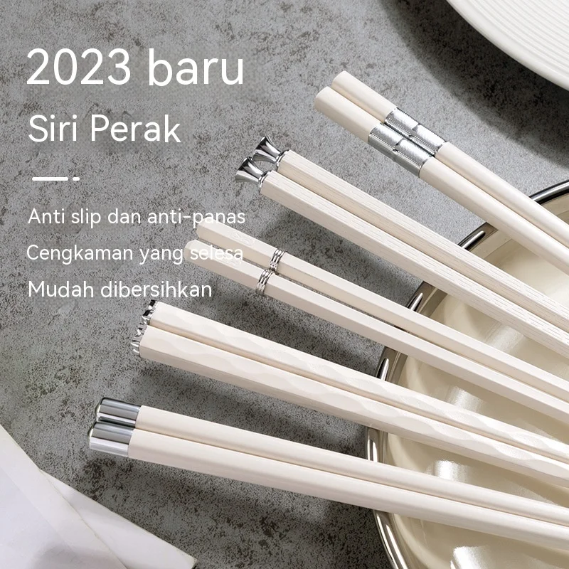 

5/8/10 Pairs Japanese Chinese Chopsticks Alloy Mildewproof Non Silp Household Classic Series Chopsticks Set Palillos Chinos