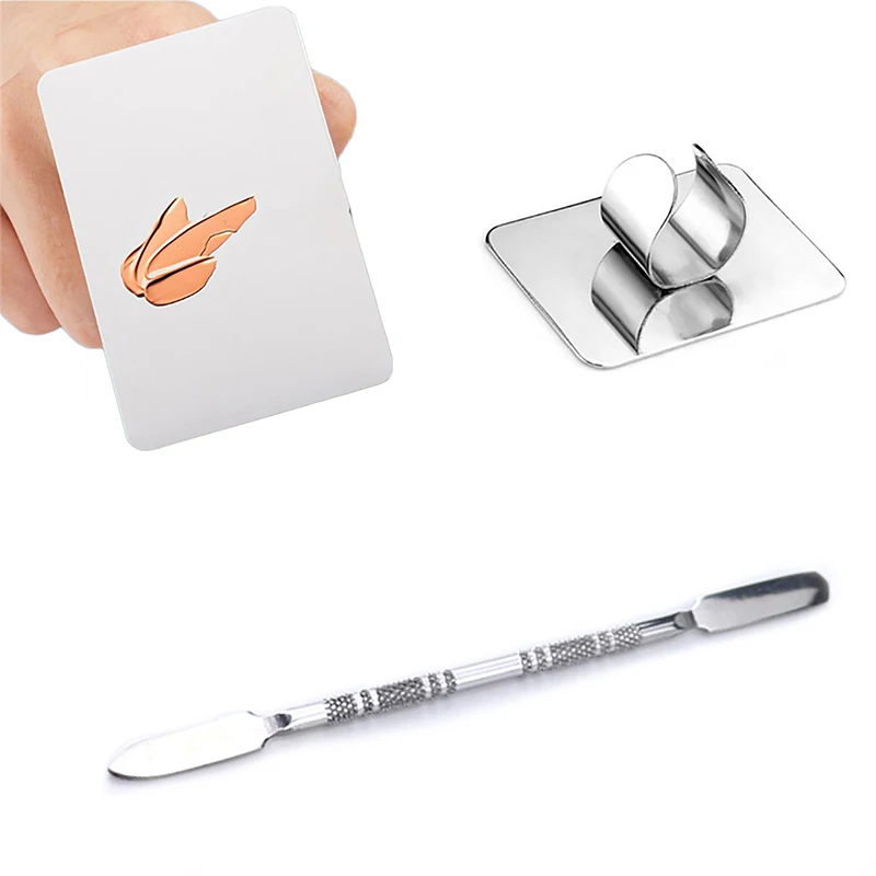 Makeup Tool Set Stainless Steel Makeup Mixer Nail Art Polish Mixing Plate Foundation Eyeshadow Eye Shadow Mixer Palette With Spatula Rod Makeup
