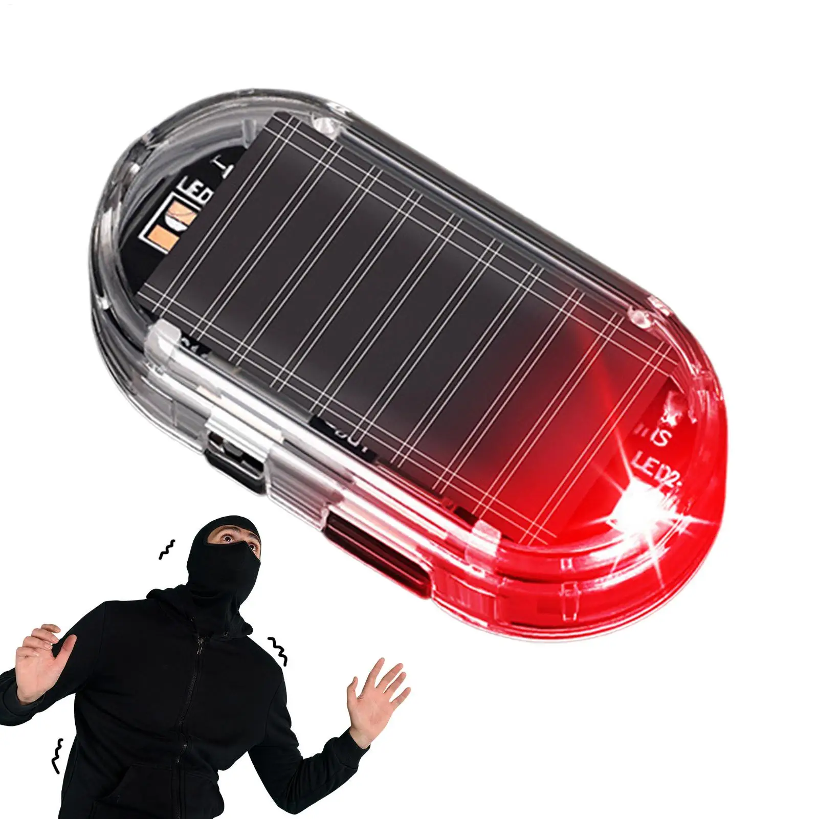 hot 1pc Car Fake Security Light Solar Powered Simulated Dummy Alarm Wireless Warning Anti-Theft Caution Lamp LED Flashing Lights