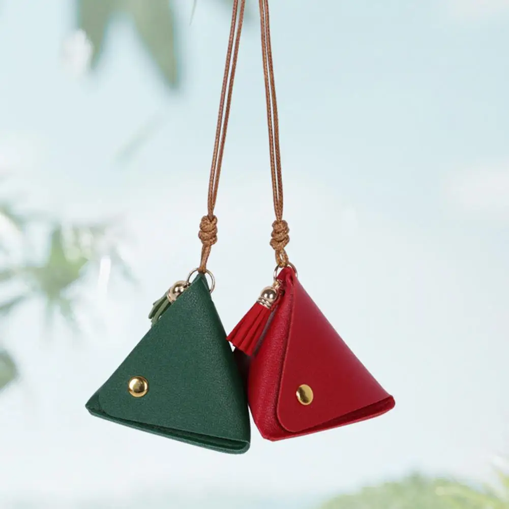 

Coins Bag Lovely Zongzi Design Solid Color Buckle Closure Mini Purse Bright-colored Adorable Triangle Change Wallet Travel Use