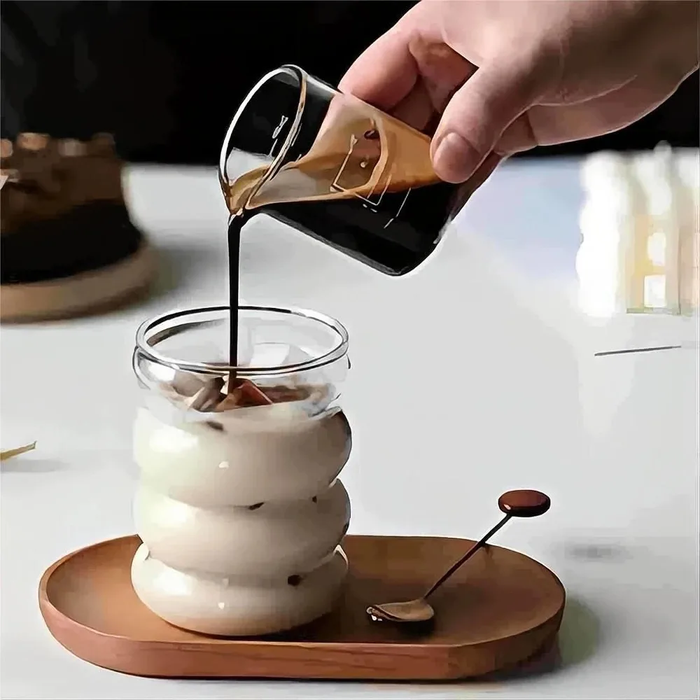 400/13 Oz Glass 1/4 Set Wave Bubble Drink Cup Iced American Coffee Cup BPA Free Reusable for Cocktail Whiskey Bar Party