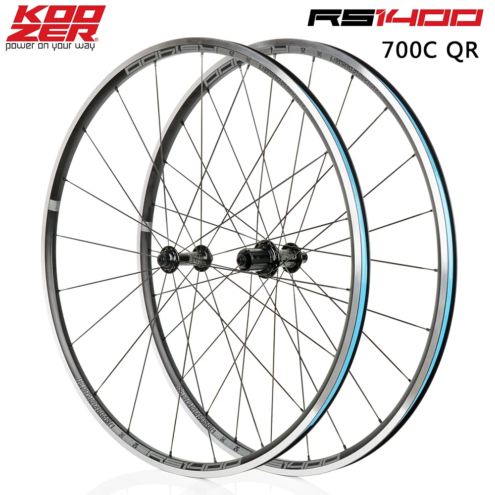 KOOZER RS1400 Bicycle Wheel 700C Aluminium Alloy Bike Front Rear QR Wheelset 700x23-25C Tyre Super Light Road Wheel