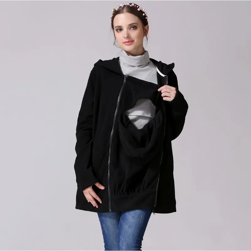Maternity Clothes Thicker Baby Carrier Jacket Winter Fleece Kangaroo Mums Coat Removeble Baby Panel Maternity Hoodies 5