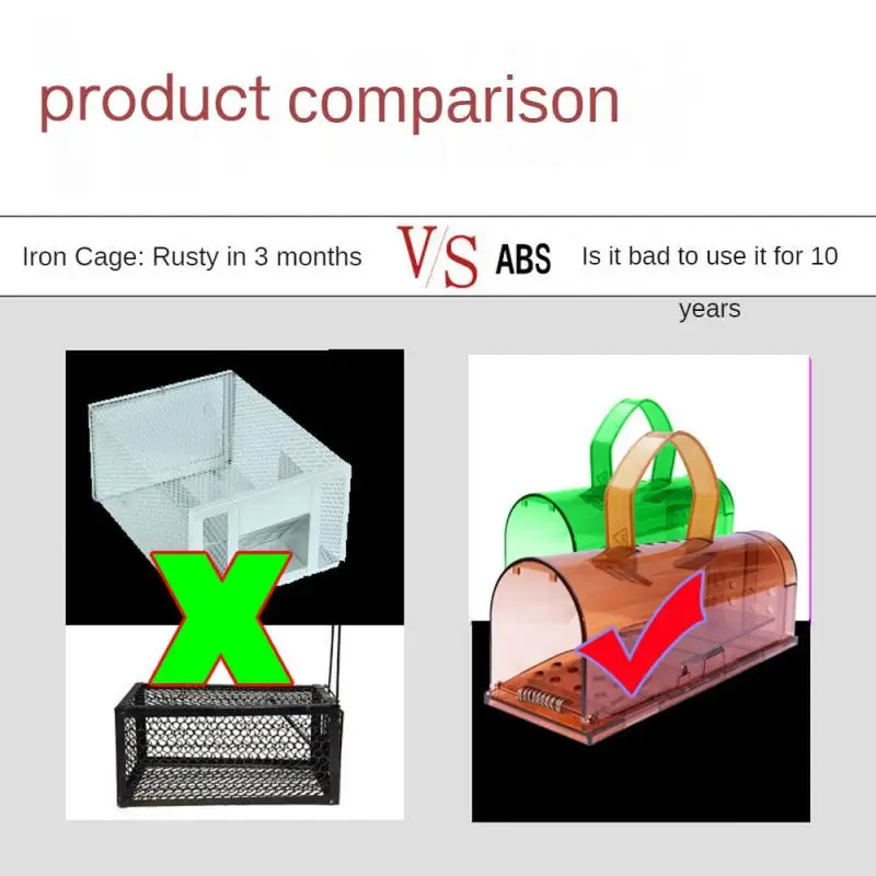 Mouse catcher trap Smart Self-locking Mousetrap Safe Firm Transparent Household Mouse Catcher Control Cage Reusable Mice Rodent Catcher Rat Traps
